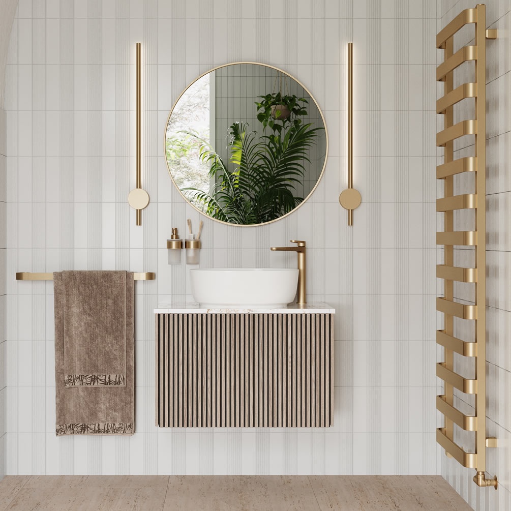 Crosswater Limit Modern Oak 700mm Wall Hung Vanity Unit - Lifestyle Image